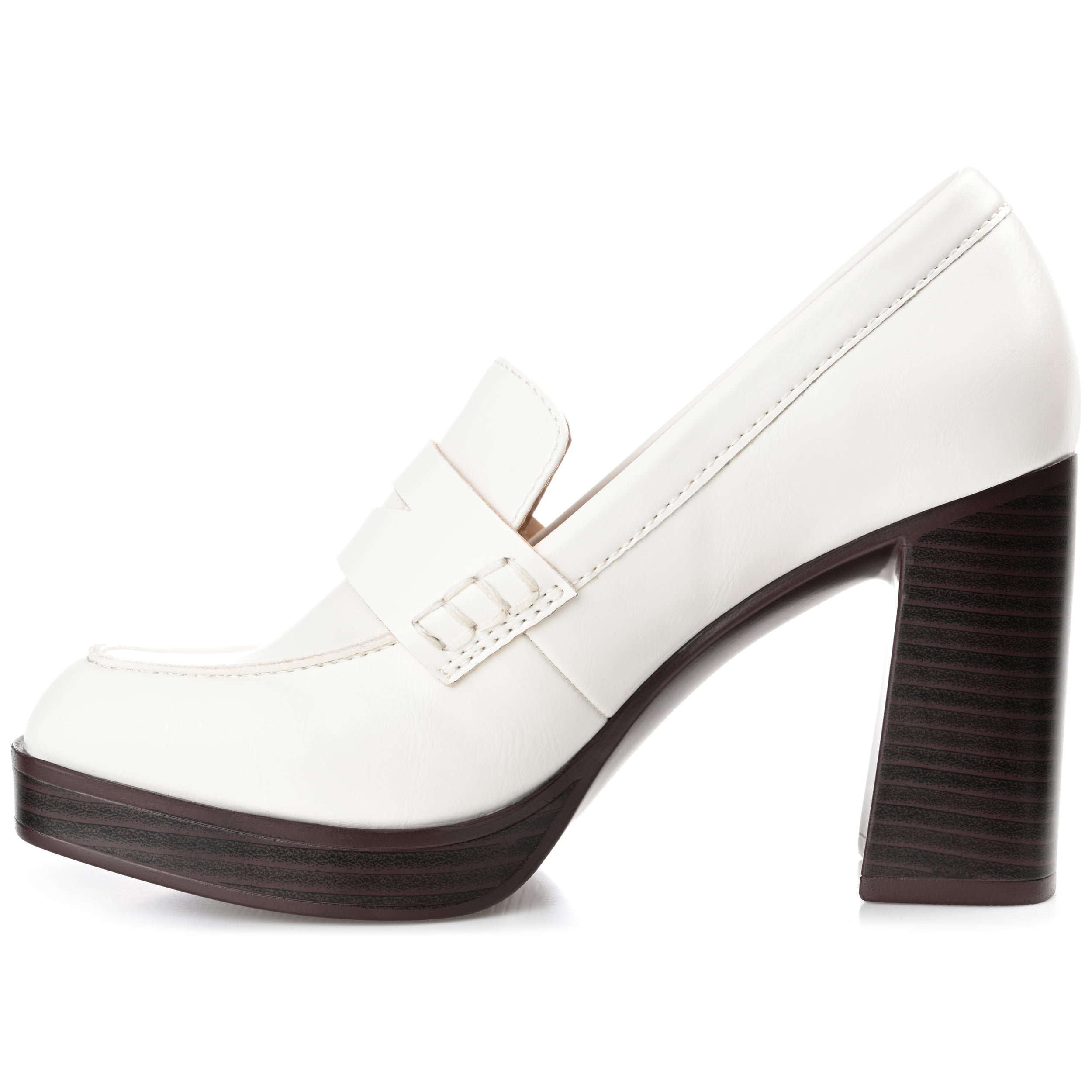 Journee Womens Ezzey Loafer Mid Stacked Heel Square Toe Pumps, Widths Available