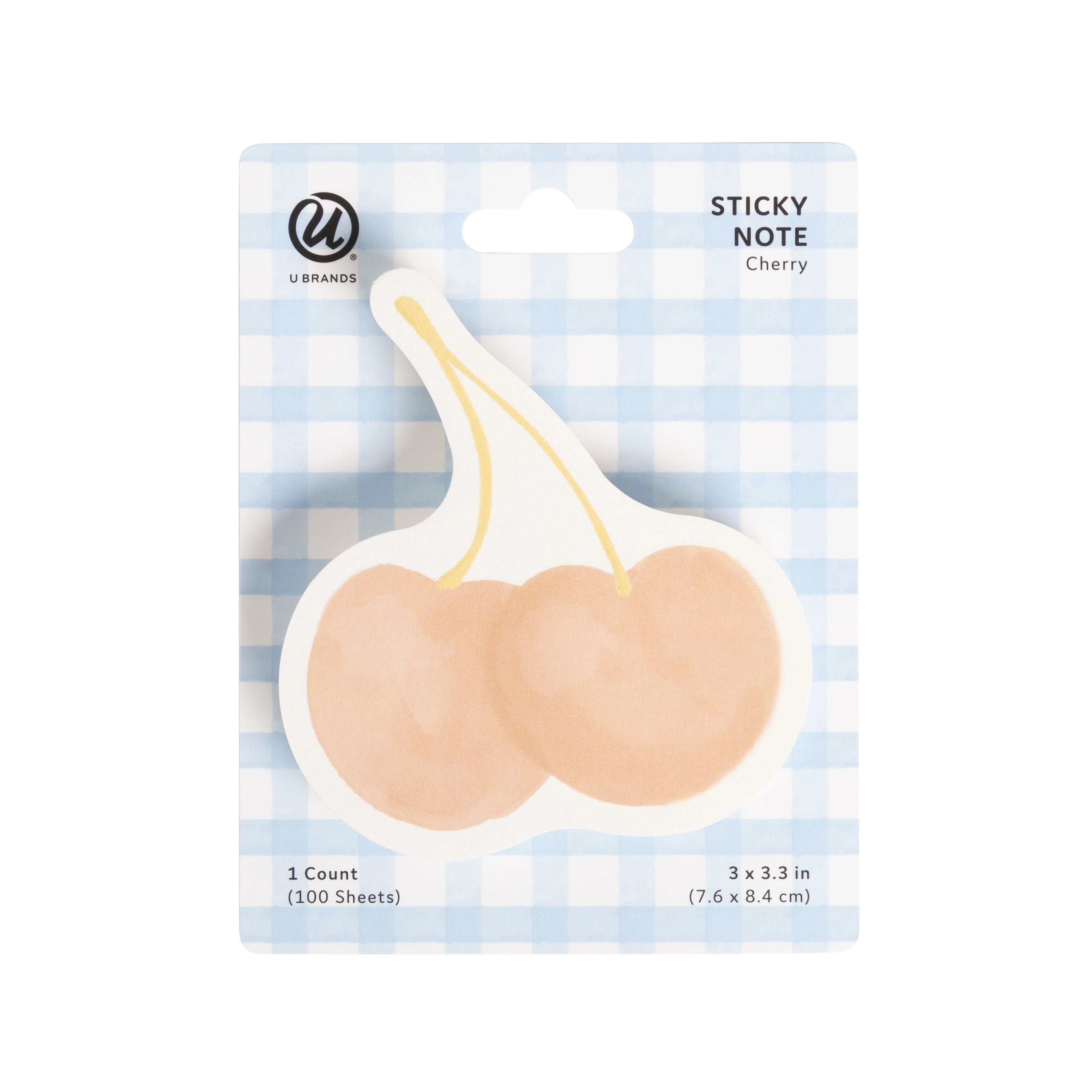 U Brands Sticky Notes, 3 x 3 in., 100 Sheets, Multicolor, Cherry