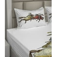 thumbnail image 2 of Ambesonne Colorful Fitted & Top Sheet Set with Shams, Middle Age Knights, Multicolor, 2 of 4