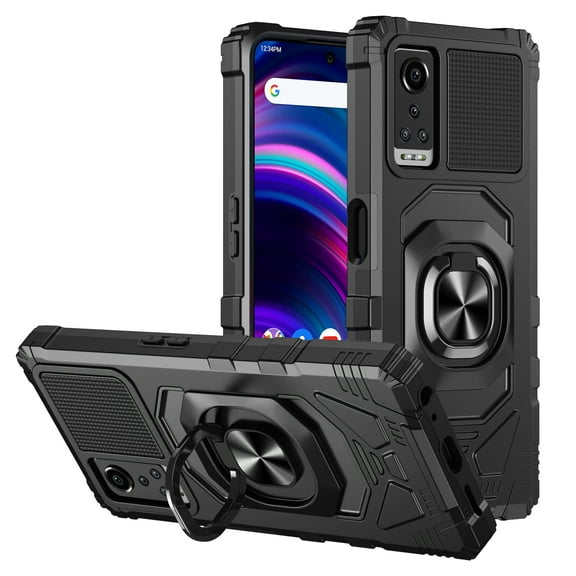 Compatible for BLU G91 Max Case with Magnetic Car Mount Friendly Hybrid Shockproof Protective Phone Cover with Kickstand - Black