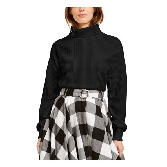 Bar III Womens Ribbed Cropped Mock Sweater