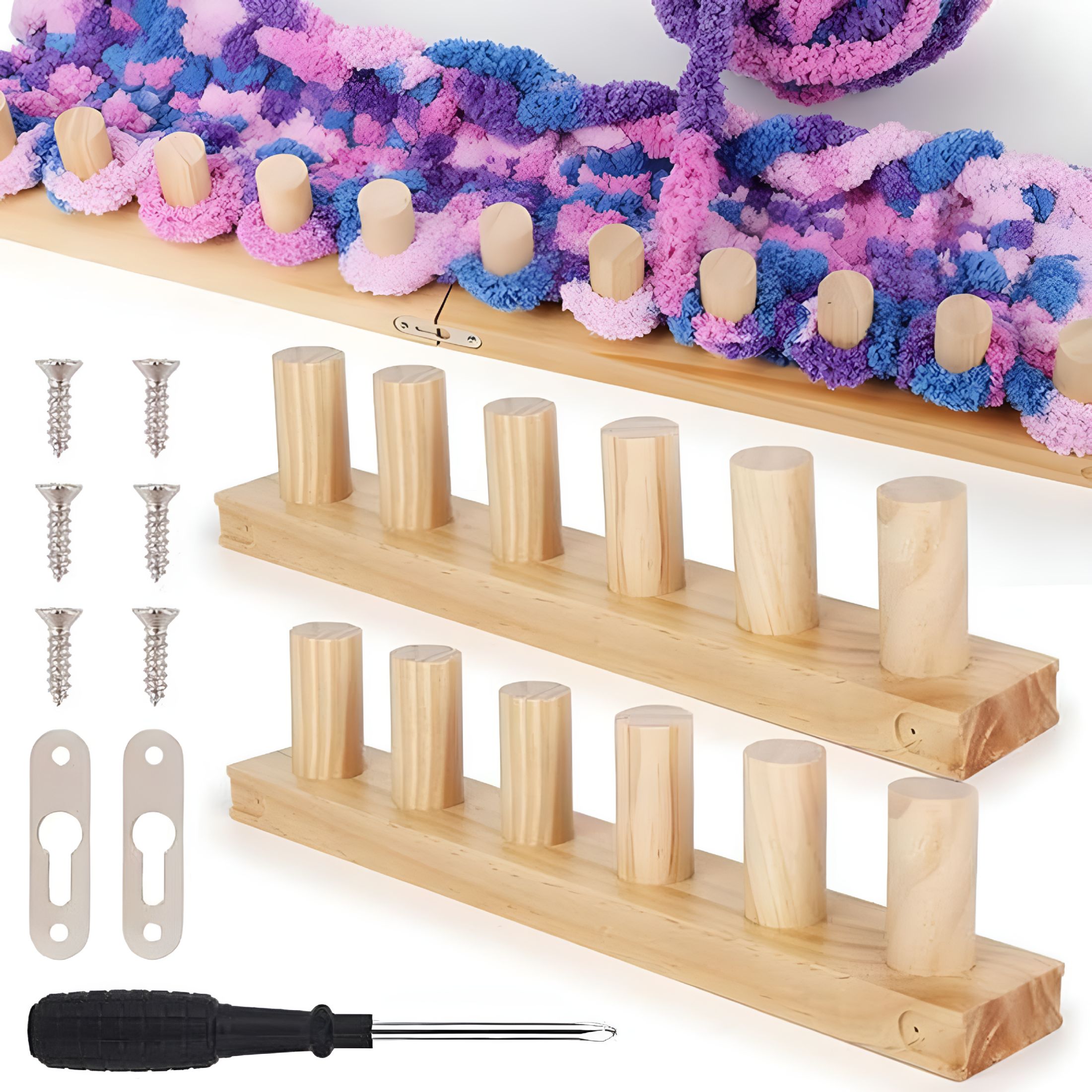 TUWAFE 2026 New Chunky Knitting Loom Gifts Beginners Yarn Craft Portable Wooden Blanket Loom 4 Piece for Home,Diy Crafts,Crafting Studio,Knitting Projects