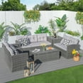 thumbnail image 3 of Direct Wicker 6-Piece Outdoor Patio Furniture Set Wicker Sectional Sofa Set with Cushions, Grey, 3 of 8