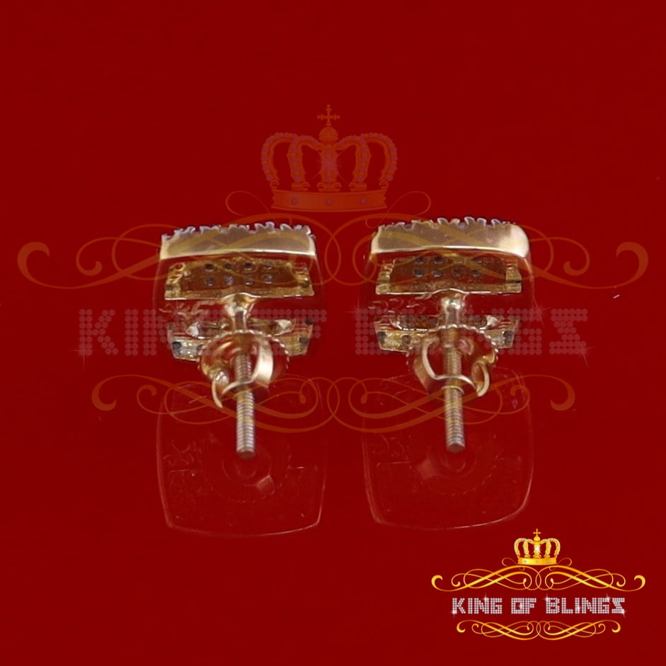 King of Bling's 0.75ct Diamond 925 Sterling Silver Hip Hop Yellow Stud Earring For Men / Women