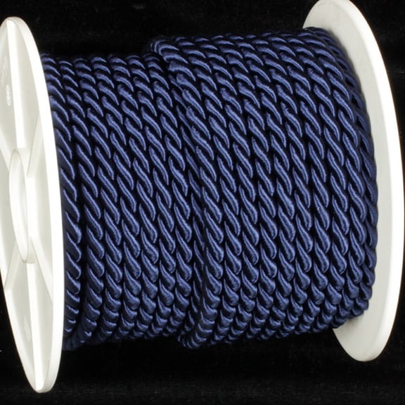 Navy Blue Braided Cording Wired Craft Ribbon 0.25" x 27 Yards