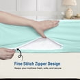 thumbnail image 3 of Twin Size Zipper Fitted Sheet Only – 100% Egyptian Cotton, 600 Thread Count, 12-Inch Extra Deep Pocket, Luxury Sateen Weave Bottom Sheet, Hotel Quality, ( 39" x 75" +12" , Aqua Blue Solid ), 3 of 6
