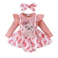 thumbnail image 1 of Weryoung Barboteuse Fille Robe Tenues de Pâques Mode Enfants Manches Longues à Volants, Rouge, 6-12 Mois, 1 of 7