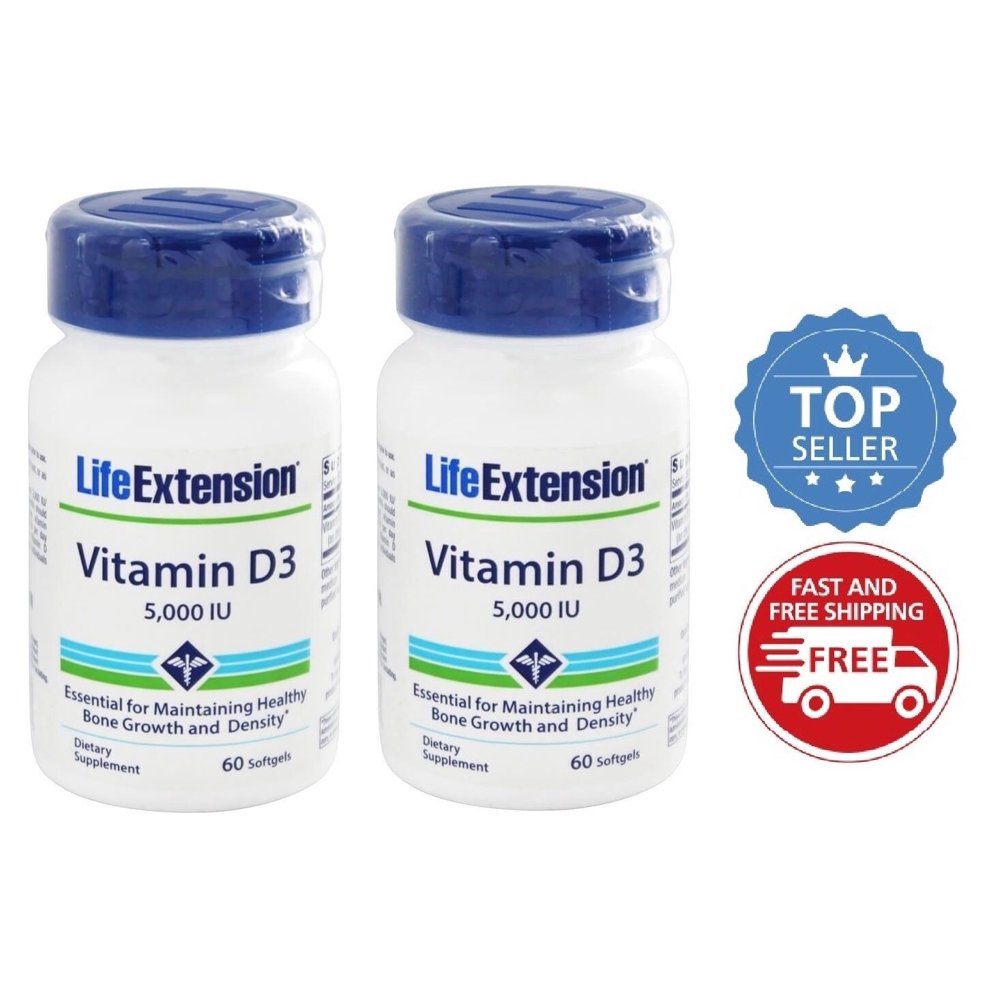 Life Extension Vitamin D3, 5,000 IU, 60 Softgels 2 Pack Walmart