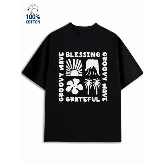 Groovy Blessing Tee men city 180G 100% Cotton black y2k short Original Unisex Shirt Crewneck tshirts Unique Design Unisex Shirt Graphic Tee tshirts Original Unisex Shirt Graphic Tee tshirts