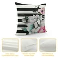 thumbnail image 4 of COMIO &nbsp;Black White Stripes Pillow Cases Floral Peony Rose Wildflowers Spring Summer Leaves Natural Pillow Sham Throw Pillow Covers One Side Printing Standard Size, 4 of 5