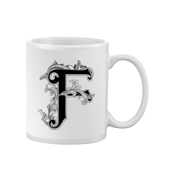 Fancy Black Letter F Mug Unisex's -Image by Shutterstock