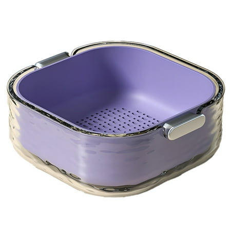 

OHLBIS Clearance Double Layer Drain Basket Vegetable Washing Basin Washing Filter Double Layered Stackable Detachable Bowl Strainer