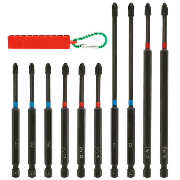 10 Pcs Magnetic Drill Bit Set 4 and 6 Inches Alloy Steel Magnetic Impact Driver Bit Set with 1/2 Inches Shank and Holder for Home Automotive Use