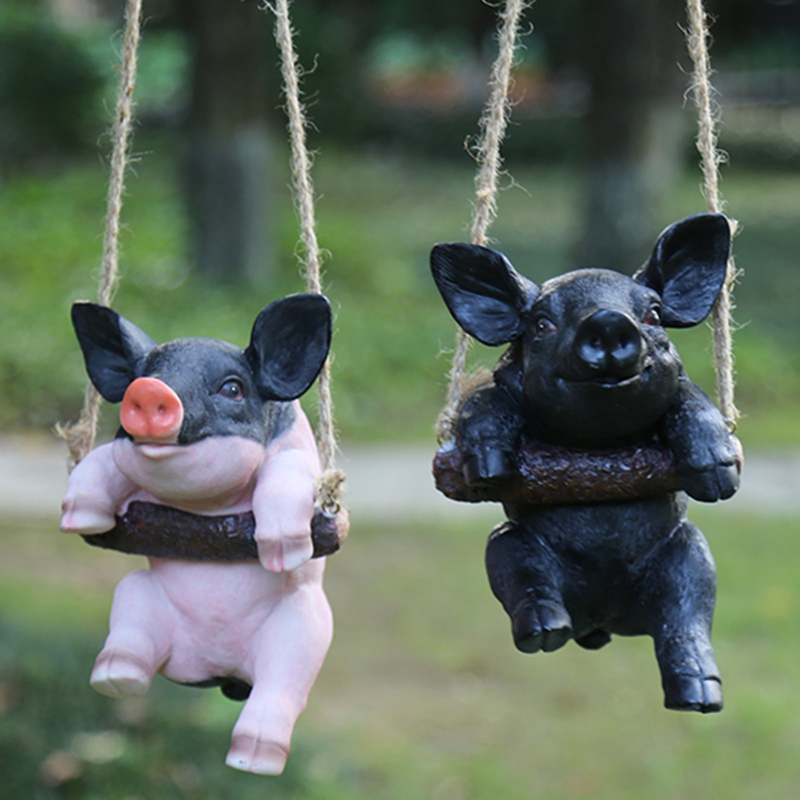 Travelwant Pig Statues Outdoor,Hanging Pig Home and Gardening Decoration,Large Pig Garden