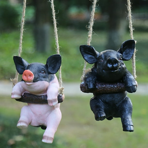 Travelwant Pig Statues Outdoor,Hanging Pig Home and Gardening