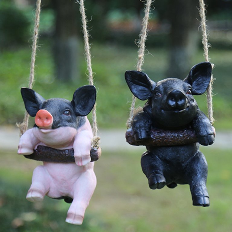 Dream Lifestyle Pig Statues Outdoor,Hanging Pig Home and Gardening  Decoration,Large Pig Garden Figurines,Pig Decor Outside,Charmingly