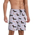 thumbnail image 2 of Balery Dachshund Dog Pantalones cortos de pijama de punto de algodón para hombre con cinturilla y bolsillos-Medium, 2 of 6