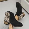 thumbnail image 4 of Women's Fashion Round-Toe Leopard Print Chunky Heel Large Size Fashion Boots Black, 4 of 6