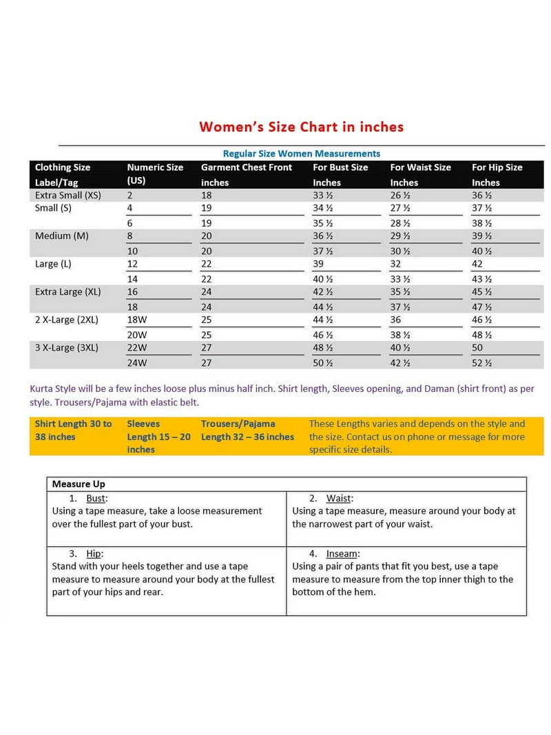 pakistani ladies dress size chart size chart  Salai