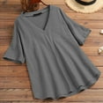 thumbnail image 2 of Diufon Womens T Shirts Oversized Summer Casual Short Sleeve V Neck Tunic Tops Soft Pleated Dress Shirts, 2 of 3