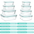 thumbnail image 2 of Paquete de 8 recipientes de vidrio para almacenar alimentos, preparación de comidas, cajas bento herméticas con tapas de bloqueo a prueba de fugas, para microondas, horno, congelador y lavavajillas,, 2 of 7