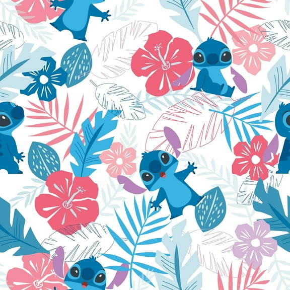 Disney Stitch Tropical Flowers Peel & Stick Wallpaper, Pink