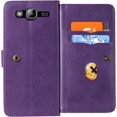 thumbnail image 5 of Compatible with Samsung Galaxy J3 2016/J 3 V/J36V/Sky/Amp Prime Wallet Case and Tempered Glass Screen Protector Flip Cover Card Holder Cell Phone Cases for Glaxay Sol J3V JV3 J36 6 J320V J320A Purple, 5 of 7