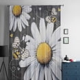 thumbnail image 5 of Daisy Bee Semi Sheer Curtains Drapes for Living Room, Bedroom, French Doors Window 84 Inches Long, Summer Botanical Farmhouse Flower Plants Rod Pocket Chiffon Curtain Drapery Voile Draperies Panel, 5 of 6