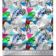 thumbnail image 1 of Soimoi Crepe Silk Fabric Leaves,Dot & Parrot Bird Print Fabric by Yard 42 Inch Wide, 1 of 1