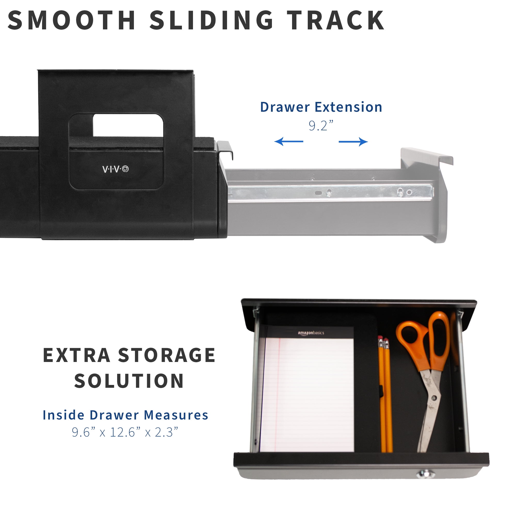 VIVO Black Lockable Pull Out Under Desk Storage Drawer, Workspace Organizer