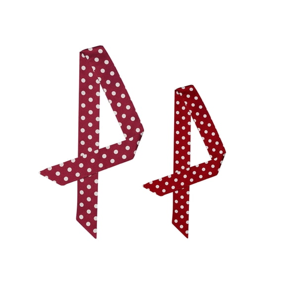 INSPIRE CHIC 2Pcs 50s Skinny Silky Scarf Polka Dots Waistband Narrow Neck Scarf Long Red&Short Red