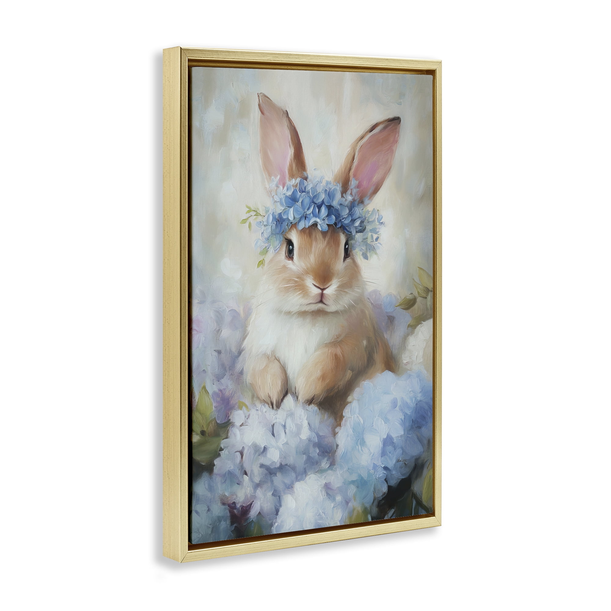 Stupell Industries Bunny In The Blossoms Gold Framed Floater Canvas Wall Art, design by Tina LeCour