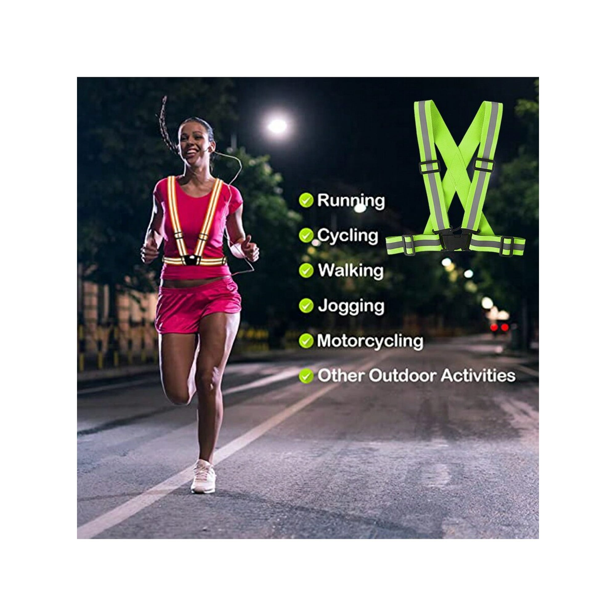 Reflective Vest High Visibility Weave Tape Night Safety Back Strap Elastic Reflective Clothing Cycling Running Clothes