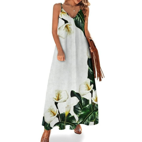 Calla Lilies Sleeveless Dress Loose Women's Dress Dresses Luxury Evening Dresses