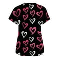 thumbnail image 5 of Stichou Women's Valentines Scrub Tops Plus Size Love Heart Graphic Happy Short Sleeve Medical Nursing Uniforms Lightweight V Neck Casual Tops with Pockets Black 5XL, 5 of 6