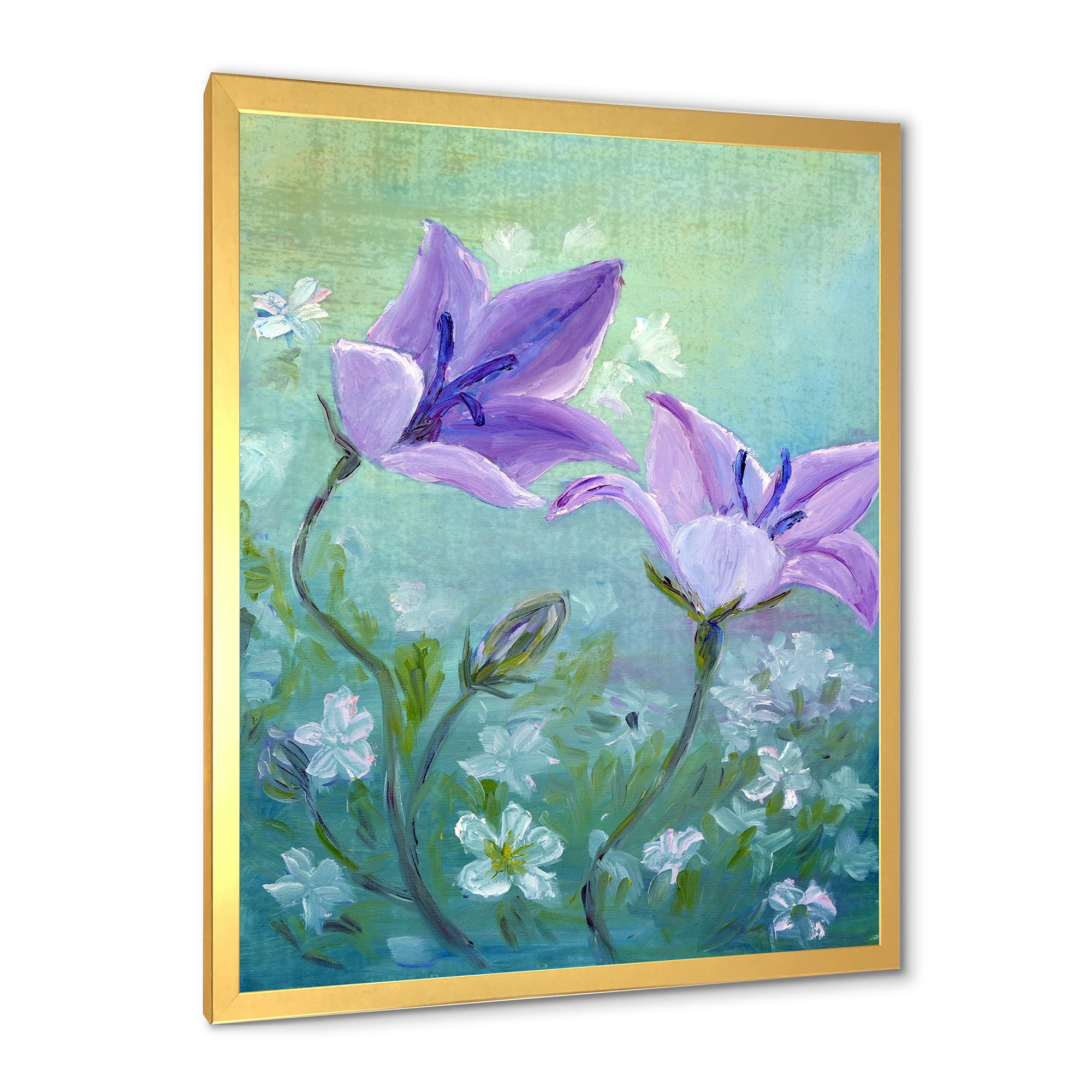 Designart 'Purple Bellflowers Blooming' Traditional Framed Art Print