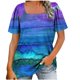 thumbnail image 1 of Camiseta informal de manga corta con cuello cuadrado y estampado para mujer Fridja  bn3158, 1 of 5