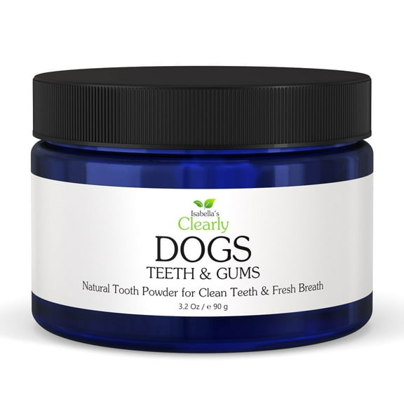 Isabella's Clearly TEETH & GUMS, Natural Toothpaste for Dogs For Bad Breath, Tartar, Teeth Whitening | Leave On Tooth Powder, Tasty Cinnamon Flavor with Coconut and Kelp | Vegan, Made in USA