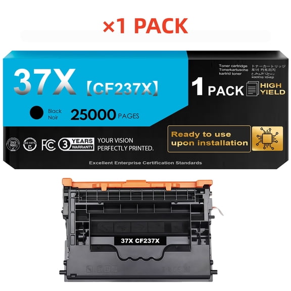 37X CF237X Black Toner Cartridges Compatible for Enterprise M607 M608 Toner Cartridge for 37A 37X Toner Cartridge M607n M607dn M608n M608dn M608dh M608x M609 MFP M631 M632 M633 (1 Pack)