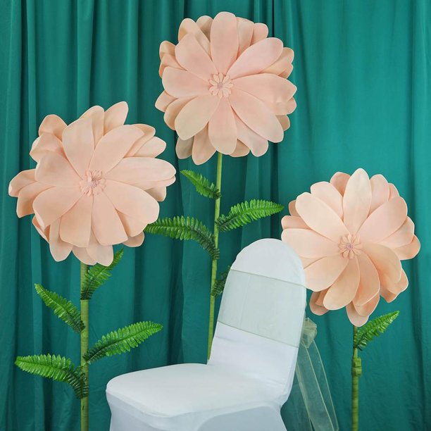 2 Pack 24 Real Feel Foam Dahlia Flowers Rose Gold Blush Walmart Com Walmart Com