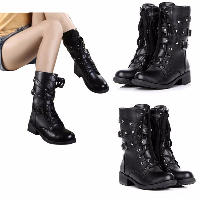 flat goth boots