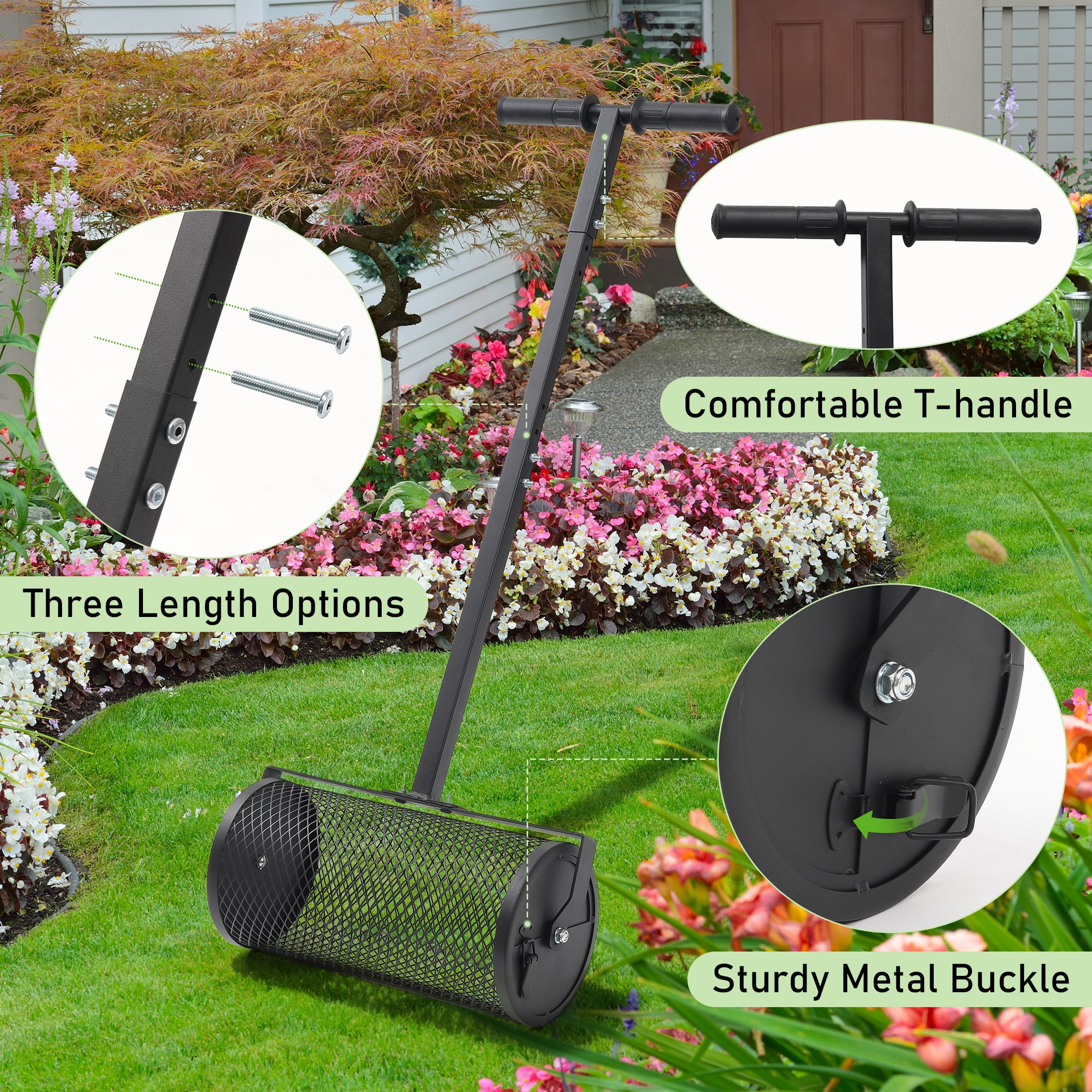 FENHRTVM Compost Spreader 40Inch Metal Mesh Spreader for Peat Moss Compost Top Soil Manure,Black