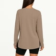 thumbnail image 5 of Oversized Side Slit Tshirts for Women Long Sleeve Workout Tops Fall Fashion Gym Casual Tees Basic Y2K Clothes Khaki M, 5 of 5