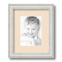 ArtToFrames 9x11" Matted Picture Frame with 5x7" Single Mat Photo Opening Framed in 1.25" Off White Wash on Ash and 2" French Creme Mat (FWM-4098-9x11)
