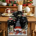 thumbnail image 4 of Burlap Table Runner 72 Inches Long,Christmas Gnome Santa Squirrel Cat Non-Slip Kitchen Table Runners for Dining Room Everyday Use Party Table Decorations Hanging Bell Botanical Poinsettia, 4 of 9