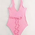 thumbnail image 6 of UTSJKR Women Monokini Bikini 1 Piece Swimsuit V-Neck Bathing Suit Keyhole Cutout Swimwear Hawaii Holiday Casual Beachwear Pink M, 6 of 6