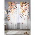 thumbnail image 2 of Brown Eucalyptus Leaves Sheer Curtains 84 Inch Length 2 Panels Set Window Treatments, Summer Botanical Weeping Watercolor Rod Pocket Semi Curtains for Living Room/Bedroom/Kitchen Décor, 104"W x 84"L, 2 of 7