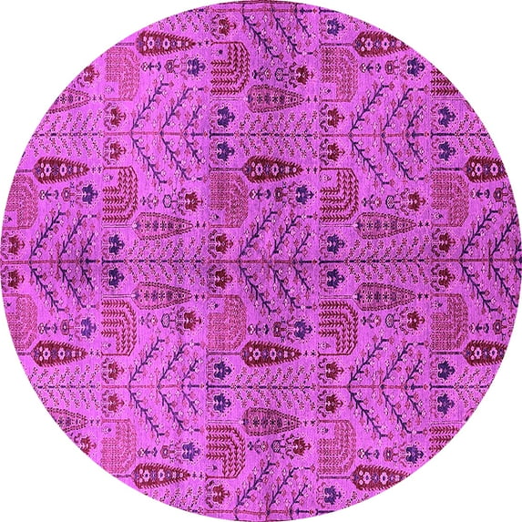 Ahgly Company Indoor Round Oriental Pink Industrial Area Rugs, 8' Round