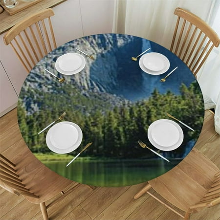 

Orinice Mountain Waterfall Lake Round Tablecloth Stain-Resistant 100% Polyester Tablecloths for Home Kitchen Parties 38 -42