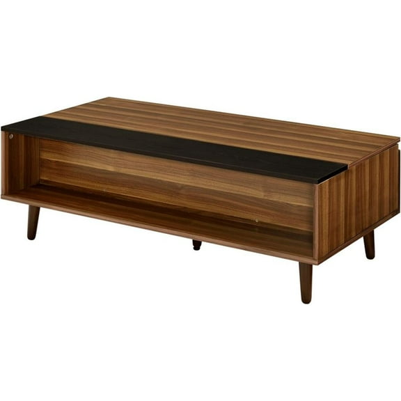 Bowery Hill Coffee Table with Lift Top in Walnut and Black
